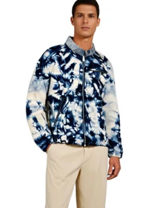 Herren Jacke Harrington Medium Batik blau Mantel Bomber UVP £60 Boohoo Man - Bild 1 von 5