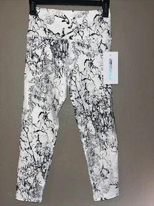 Marika Women's Small White Black Floral High-Waist Pocket Leggings - Picture 1 of 3