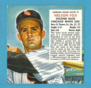 1953 Red Man Baseball Card American League #5 Nellie Fox, White Sox (EM) LB3 - Picture 1 of 2