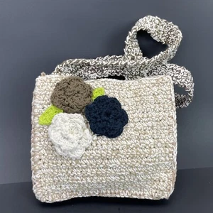 Handmade Woven Tote Bag Floral Purse Handbag Festival Cottagecore Vintage - Picture 1 of 6
