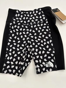 Girls North Face Black/white Logo Printed Biking Shorts Sz L - Picture 1 of 4