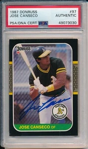 Tarjeta Donruss 1987 firmada automáticamente por José Canseco Oakland Oakland #97 ~ Losa de PSA/ADN - Imagen 1 de 7