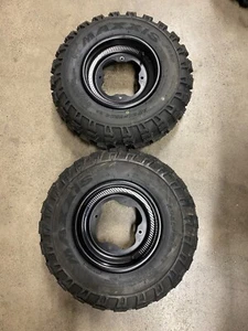 FRONT OEM WHEELS & MAXXIS TIRES 10X5 YFZ450R BANSHEE BLASTER RAPTOR 21X7X10 SE W - Picture 1 of 8