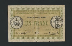 IVORY COAST 1 FRANC D. 1917 PICK 2b VF. - Picture 1 of 2