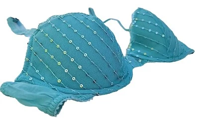 NEW Vintage 2009 Victoria’s Secret 32C AQUA BLUE SEQUIN BRA SHOWSTOPPER - Image 1 of 4