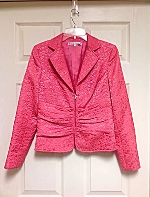 Chaqueta Blazer Maggy London Para Mujer Rosa Cremallera Frontal Noche Formal Talla 6 Foto 1 de 4