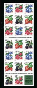 #3297b - 33c FruitBerries - Booklet Pane of 20 MNH Perfect!!! - Picture 1 of 1