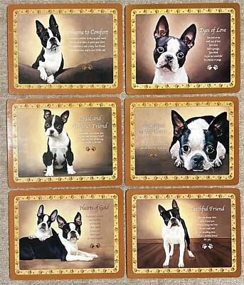 Raro DANBURY COMO NUEVO Comedor 6 Boston Terrier Perro Corcho Trasero PLATAMAT 16x12 Canino Foto 1 de 4