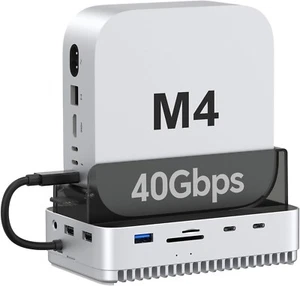 Qwiizlab 40Gbps Mac mini M4/M4 Pro Stand Hub with NVMe SSD Enclosure - Photo 1/8