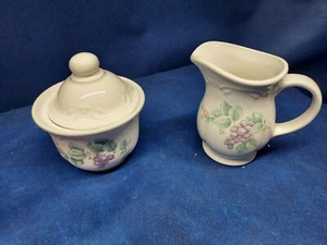 Vintage Pfaltzgraff Stoneware "Grapevine" Creamer and Sugar Bowl with Lid - Picture 1 of 6