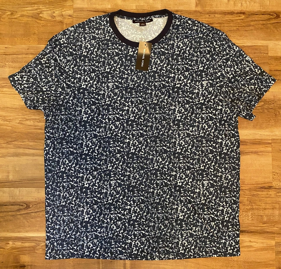 NUEVA CAMISETA: Michael Kors estampado patrón: camuflaje: L/XL camuflaje medianoche hombre Foto 1 de 1