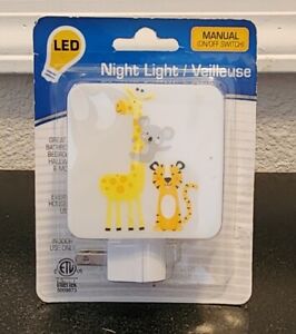Baby Nursery Animals Giraffe Koala Tiger Plug In LED Night Light