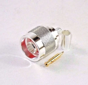 10 piezas conector de RF tipo N macho engarzado aislamiento de teflón plateado para RG58 - Imagen 1 de 6