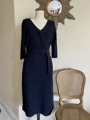 20 世纪 30 年代罕见黑色手工针织连衣裙 Marinette 带腰带 — 第 1/4 张图片