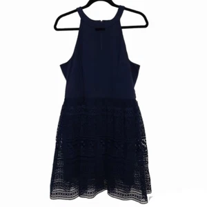 Forever New Womens Dress Sz 14 Key Hole Lace Fit and Flare Floral Halter Stretch - Picture 1 of 10
