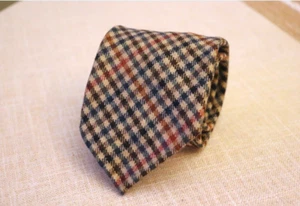 H. N. White London Multi District Check Plaid Tartan Wool Tweed Tie Unlined Hand - Picture 1 of 9