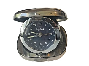 OROLOGIO DA VIAGGIO BEY-BERK blu e argento ~ cassa argento a conchiglia - Foto 1 di 11