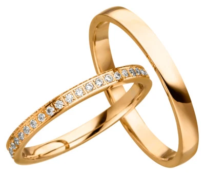 2x JC Trauringe Eheringe 585 Gold Rotgold 14 Karat inkl.Gravur&Etui JC020 - Bild 1 von 4