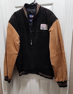 Chaqueta de bombardero vintage de cuero de EE. UU. para hombre Lg con parche Hot Rod Power 2008 negra/marrón Foto 1 de 4