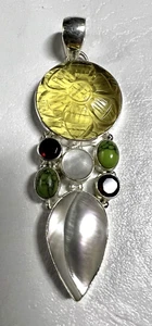 Citrino Perla Forsterite Turquesa Granate Plata de Ley Charm Colgante - JW967 - Imagen 1 de 5