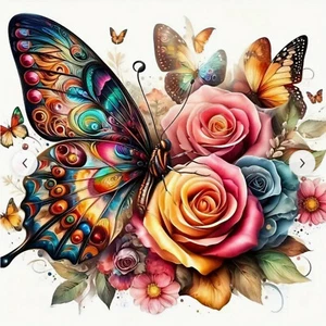 NUEVO * PINTURA DE DIAMANTES con efecto WOW * MARIPOSA encamada en rosas * 20x20 - Imagen 1 de 3