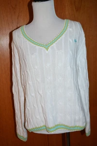 LILLY PULITZER WHITE CABLE KNIT LONG SLEEVE SWEATER WOMEN SZ S *EUC* - Picture 1 of 5
