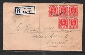 Nigeria 1927 Registered Cover Sapele Tp Liverpool See Scans For Full Detail etc