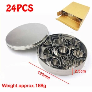 24pcs Stainless Steel Cookie Cutter Mold Biscuit Clay Baking Geometry DIY Tool - Picture 1 of 12