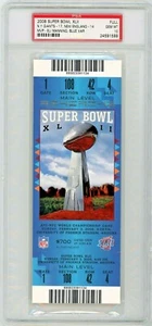 Super Bowl XLII 2008 Gigantes de Nueva York-17 Nueva Inglaterra-14 boleto completo PSA GEMA MT 10 - Imagen 1 de 2