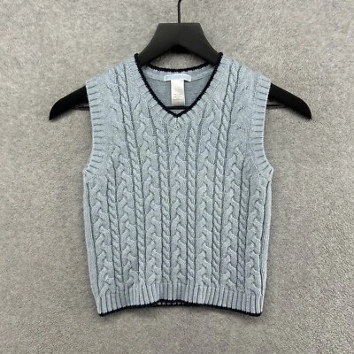 Janie & Jack Sweater Vest Boys Size 5 Blue Cable Knit Sleeveless V Neck - Image 1 of 4