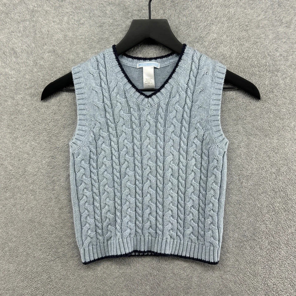 Janie & Jack Sweater Vest Boys Size 5 Blue Cable Knit Sleeveless V Neck - Image 1 of 4