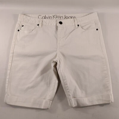Calvin Klein белый с манжетами джинсовой ткани Jean шорты мужской размер 33/16 - Изображение 1 из 4
