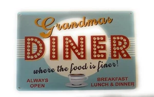 Grandma's Diner Always Open Metal Tin Signs Retro Plate Kitchen Wall Decor - Picture 1 of 2