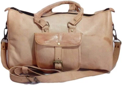 Bolso de Lona de Viaje Equipaje de Fin de Semana Gimnasio Cuero Vintage para Hombres Hecho a Mano 20"X10"X7" Foto 1 de 4