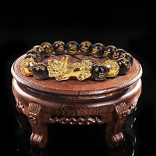 Gold Pixiu Obsidian Feng Shui Double Bracelet Beads Attract Good Luck Wealth