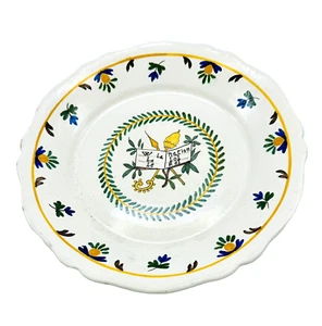 Antique French Faience Pottery Nation Loi Roi Patriotic Handpainted Plate - Picture 1 of 3