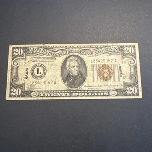 Hawaii Emergency $20 1934A WWII USA Federal Reserve Note Block Circulated - Picture 1 of 2