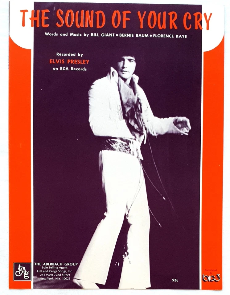 Elvis Presley - The Sound Of Your Cry 1971 Original USA Sheet Music - Image 1 of 1