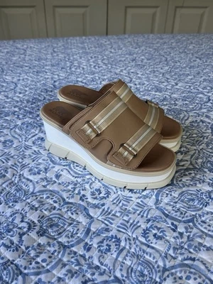 Sandalias Sorel Mujer Talla 6.5 Joanie III Beige Tiza Cuña Slide Foto 1 de 4