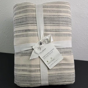 POTTERY BARN Hawthorn Stripe FULL/QUEEN Duvet Cover NEW - Charcoal - Picture 1 of 12
