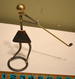 Brutalist Metal Nail Art Woman Golfer Art Work Sculpture - Signed - Picture 1 of 4