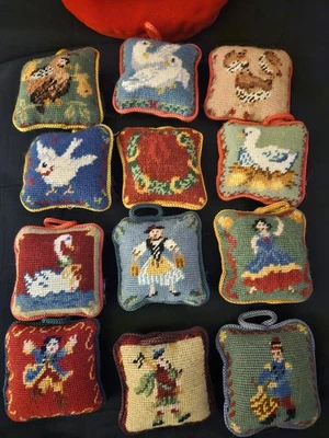 Twos Company Miniature Pillow 12 Days of Christmas Ornaments - Full Set - Image 1 of 4