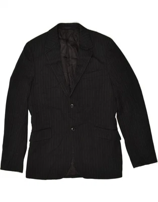 JACK & JONES Mens 2 Button Blazer Jacket IT 50 Large Black Striped AL14 - Image 1 of 3