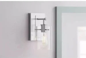 Hampton Bay Regan 4.5 in. 1-Light Chrome Bathroom Vanity Light with Clear Glass - Picture 1 of 2