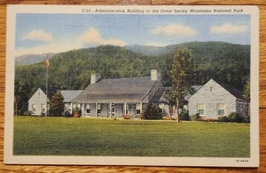 Tarjeta postal de administración Blinging Great Smoky Mtn National Park Tennessee PC Cir. Años 30 - Imagen 1 de 1