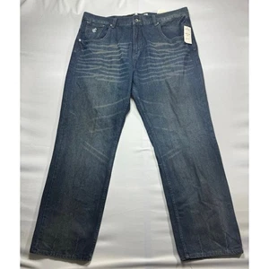 NWT Rocawear Men's Regular Fit Wide Leg Blue Denim Jeans - Size 44x34.5 - Picture 1 of 7