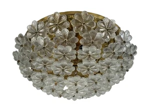 60er 70er Jahre Plafoniere Deckenlampe Ernst Palme aus Messing und Glas Germany - Picture 1 of 24