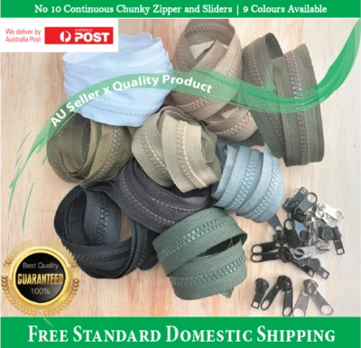 Cubiertas continuas marinas marinas con cremallera dientes gruesos de alta resistencia n.º 10 cremallera Foto 1 de 4