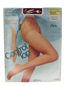 Pantimedias JCPenney Control Top Super Shaper cortas vino de Oporto dedos transparentes tacón desnudo - Imagen 1 de 3