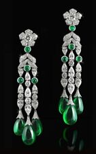 Women Earrings Sterling Silver 925 Chandelier Green & White Pear Drop CZ ADASTRA